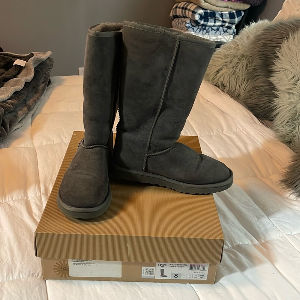 Classic tall gray Ugg boots